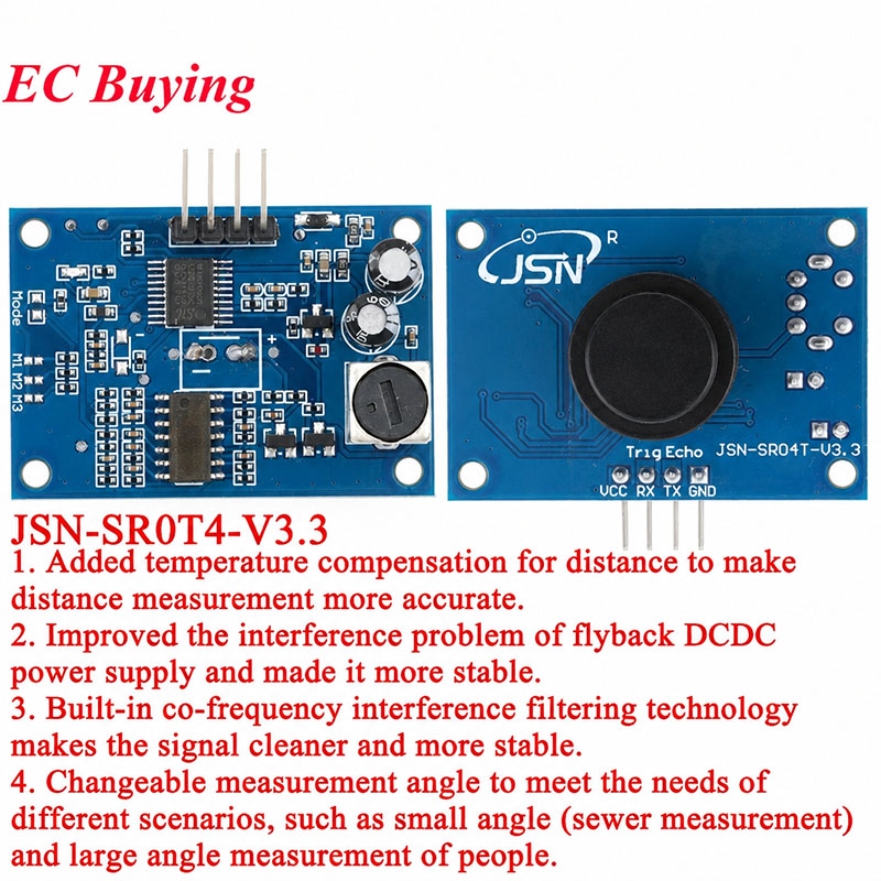Hydration Sensor Skin - Módulo ultrassônico à prova d'água JSN-SR04T